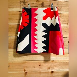 Abstract Print Mini Skirt Bold Graphic High Waist Statement Chic Size 6 Mint